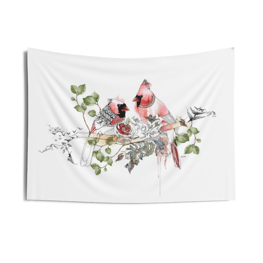 Red birds wall tapestry hanging 