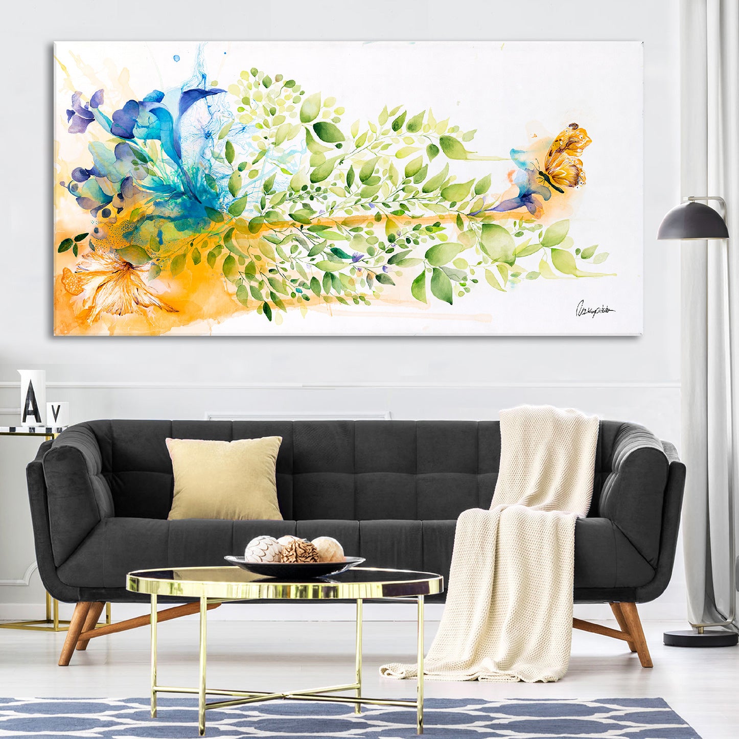 large wall art colorful in living room