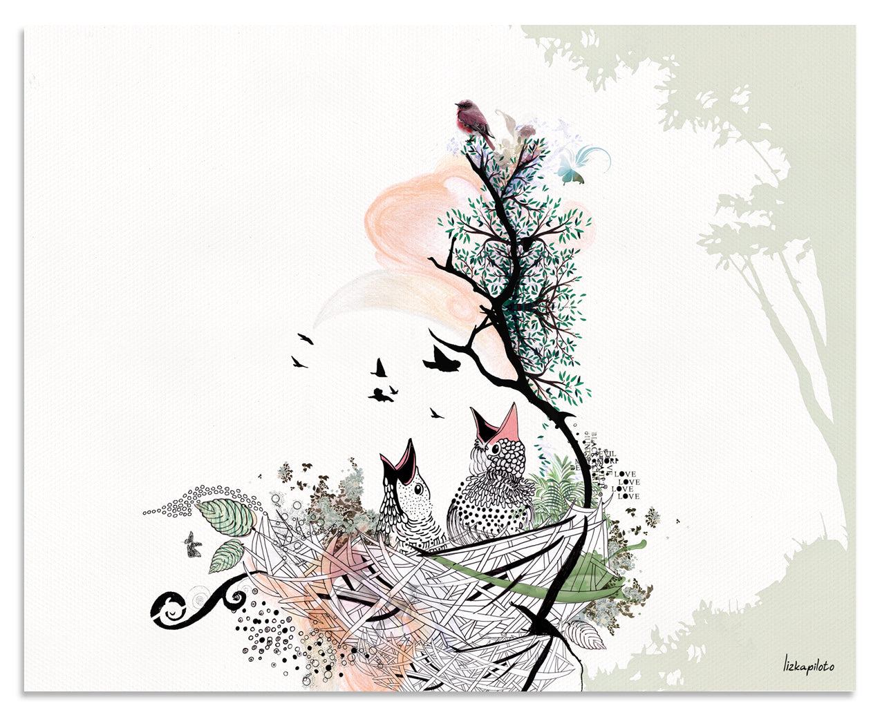 Birds Nest Painting - Liz Kapiloto Art & Design
