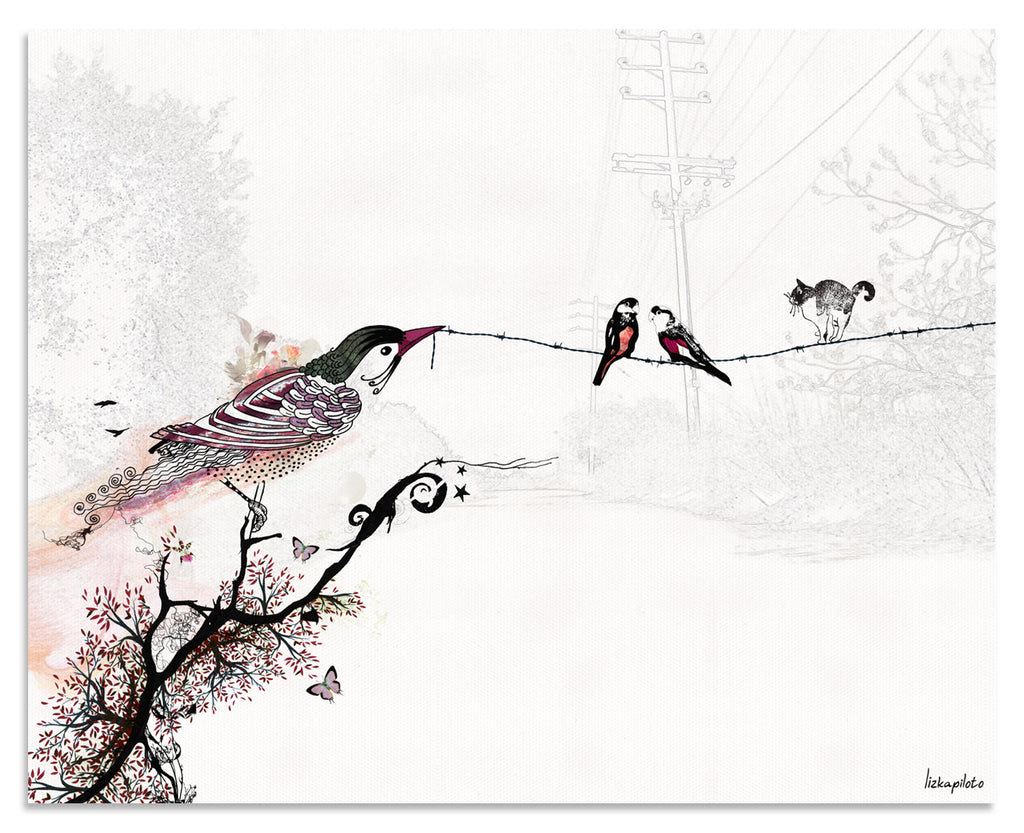 Birds On a Wire Painting - Liz Kapiloto Art & Design