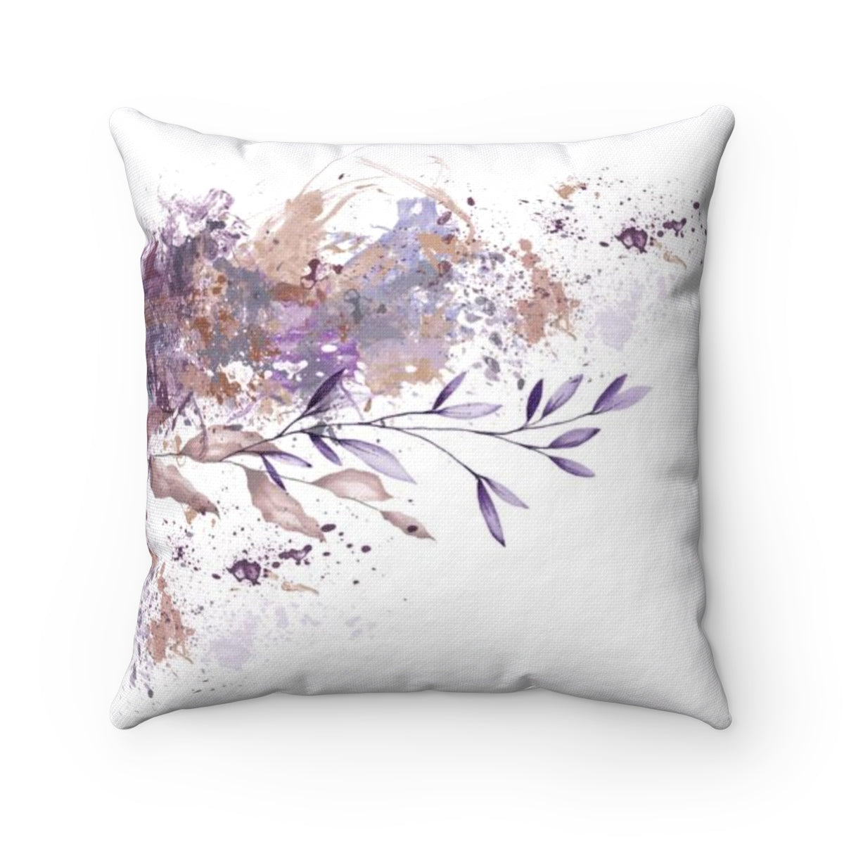 Purple decorative throw pillow with abstract art design
