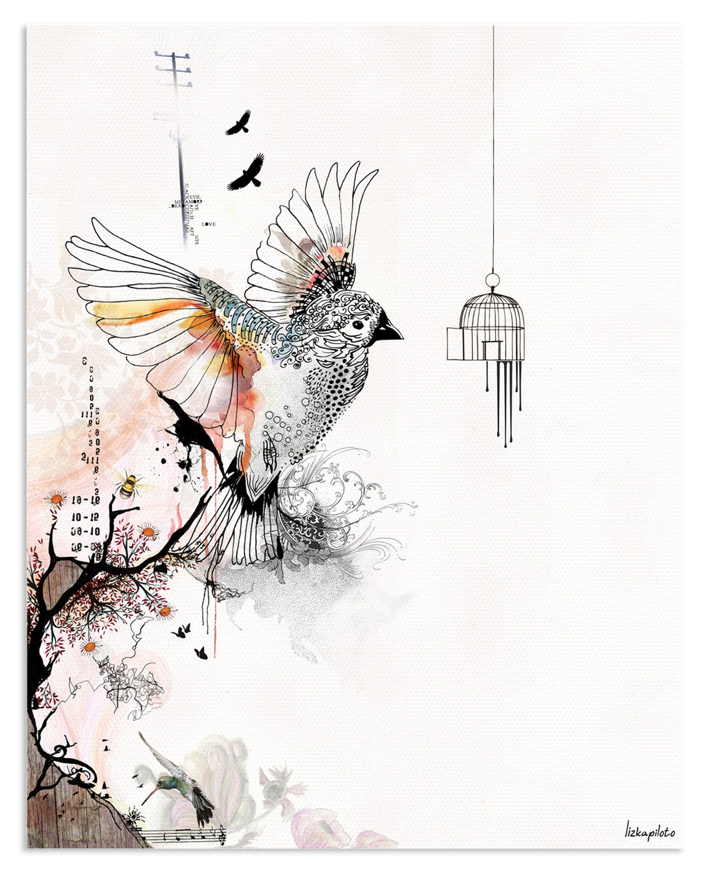 Flying Bird Painting - Liz Kapiloto Art & Design