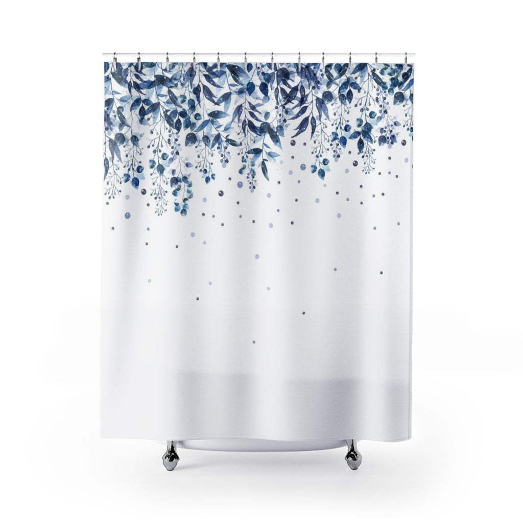 Blue Leaves Shower Curtain - Liz Kapiloto Art & Design