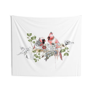 Red cardinal wall tapestry hanged