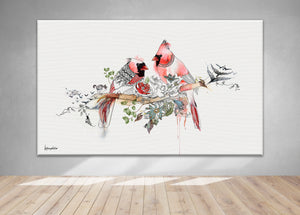 Large red cardinal art on canvas