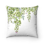decorative throw pillow with green leaves design