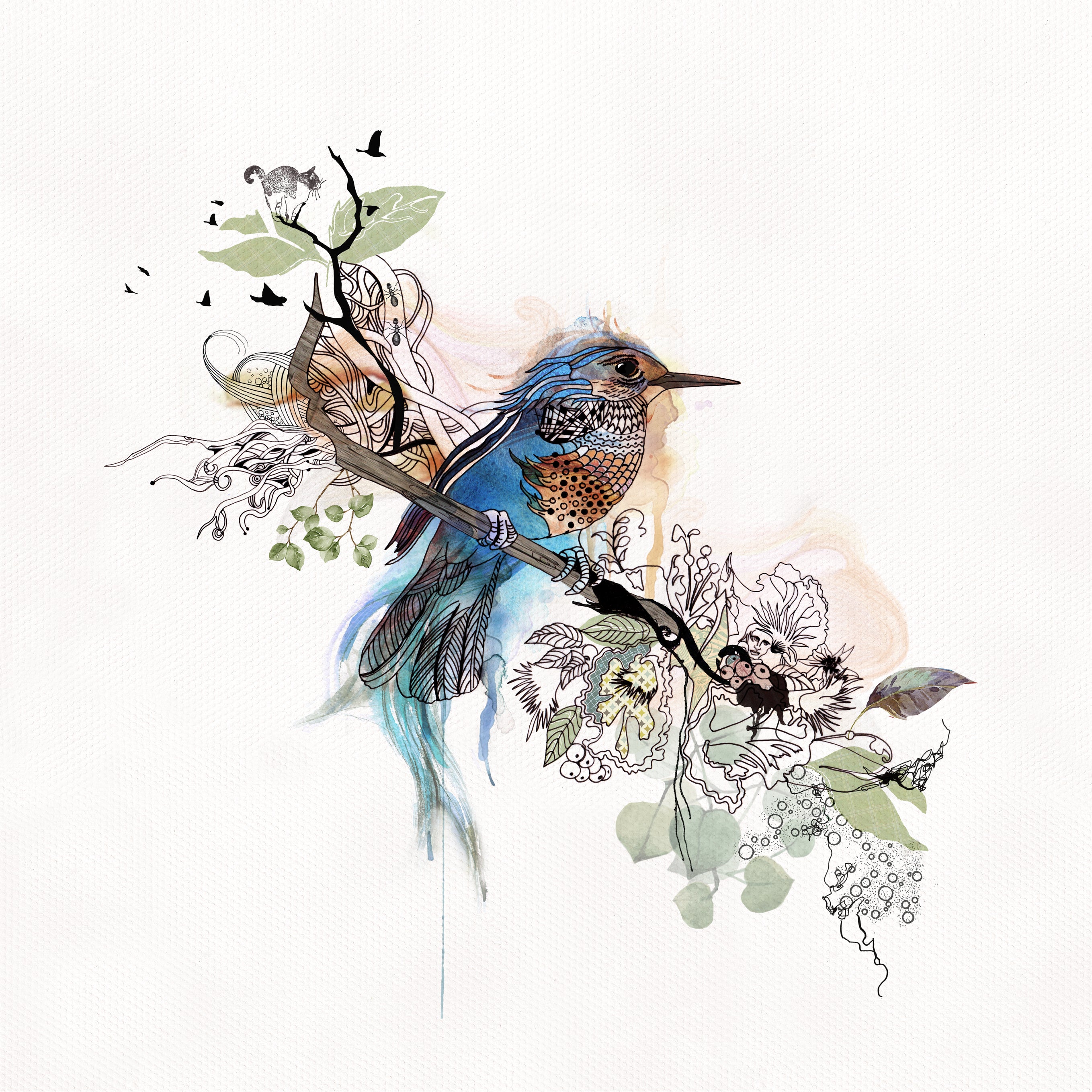 Blue Bird Watercolor Original Painting | Liz Kapiloto Art & Design