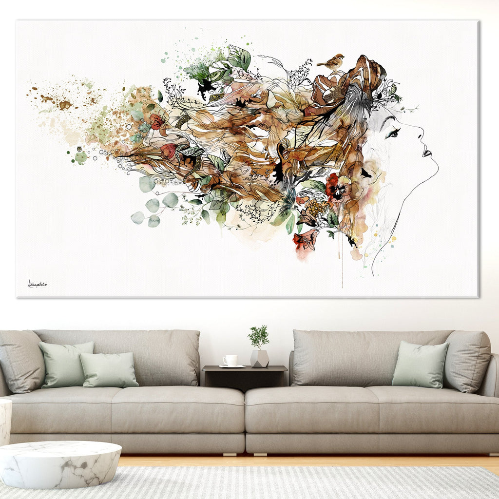 large wall art of woman colorful painting