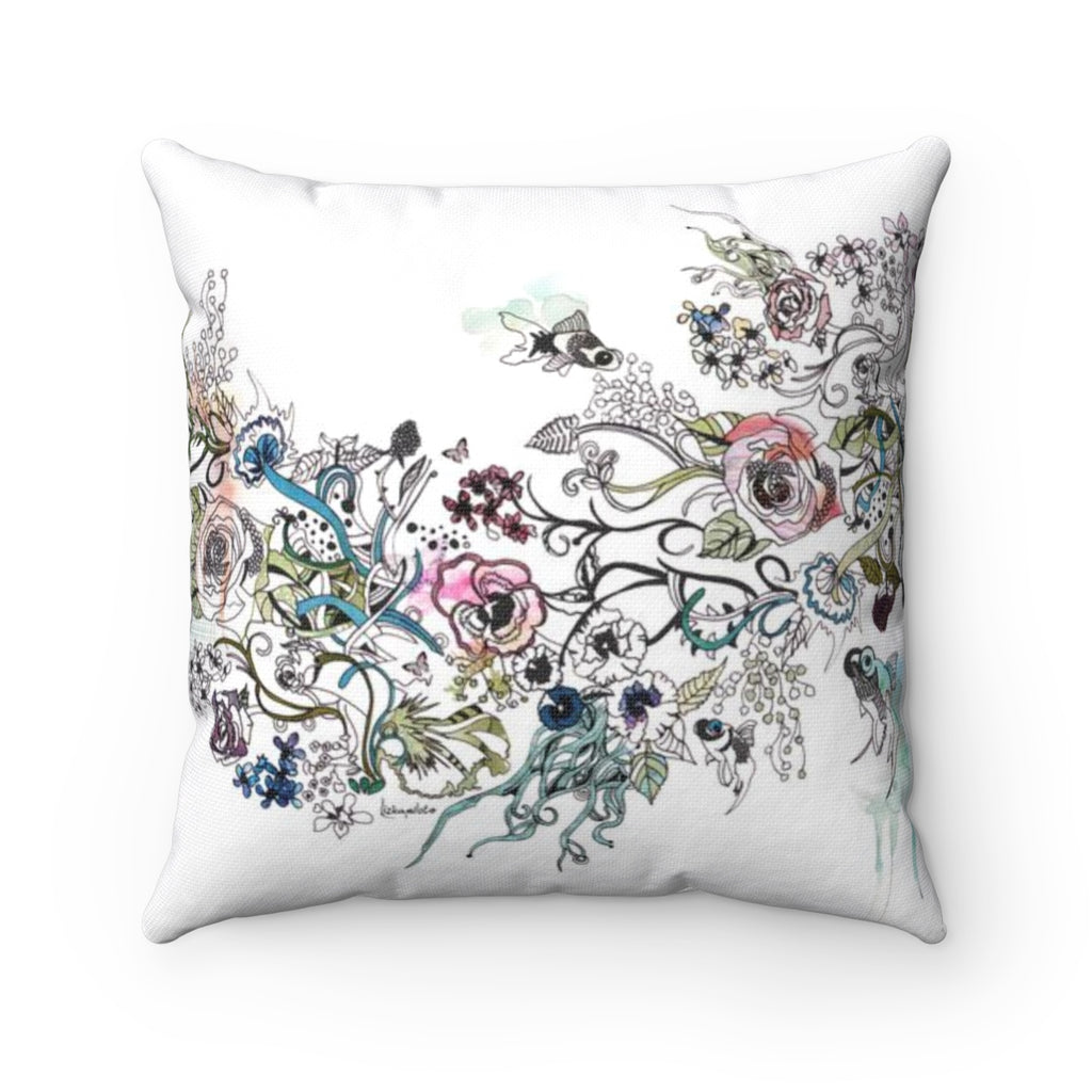 Floral Fish Throw Pillow - Liz Kapiloto Art & Design