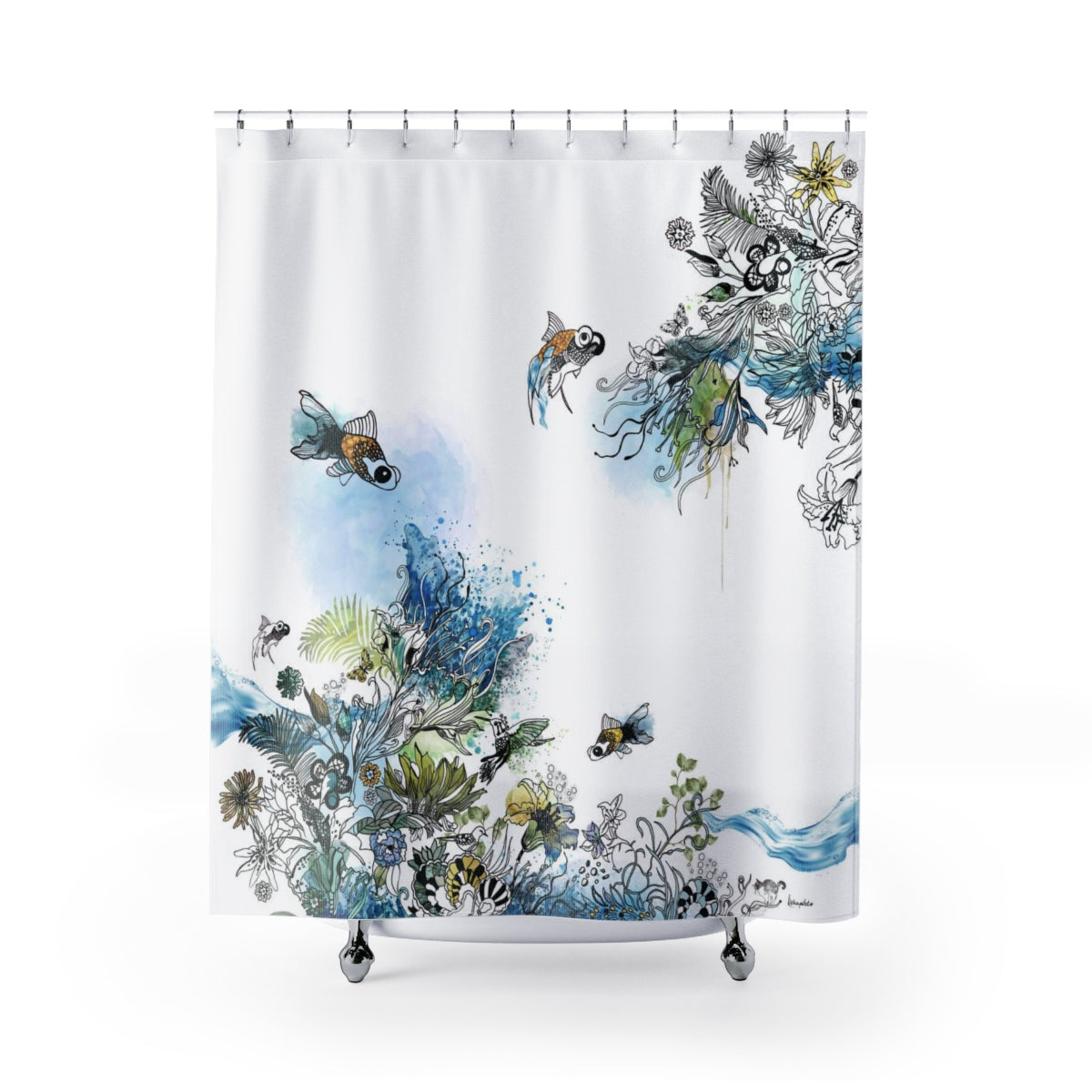 Fish Art Shower Curtain - Liz Kapiloto Art & Design