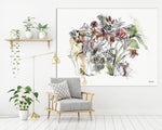 Large canvas of colorful elephant watercolor painting.