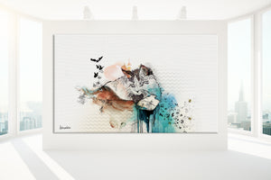 Large canvas painting of a cat