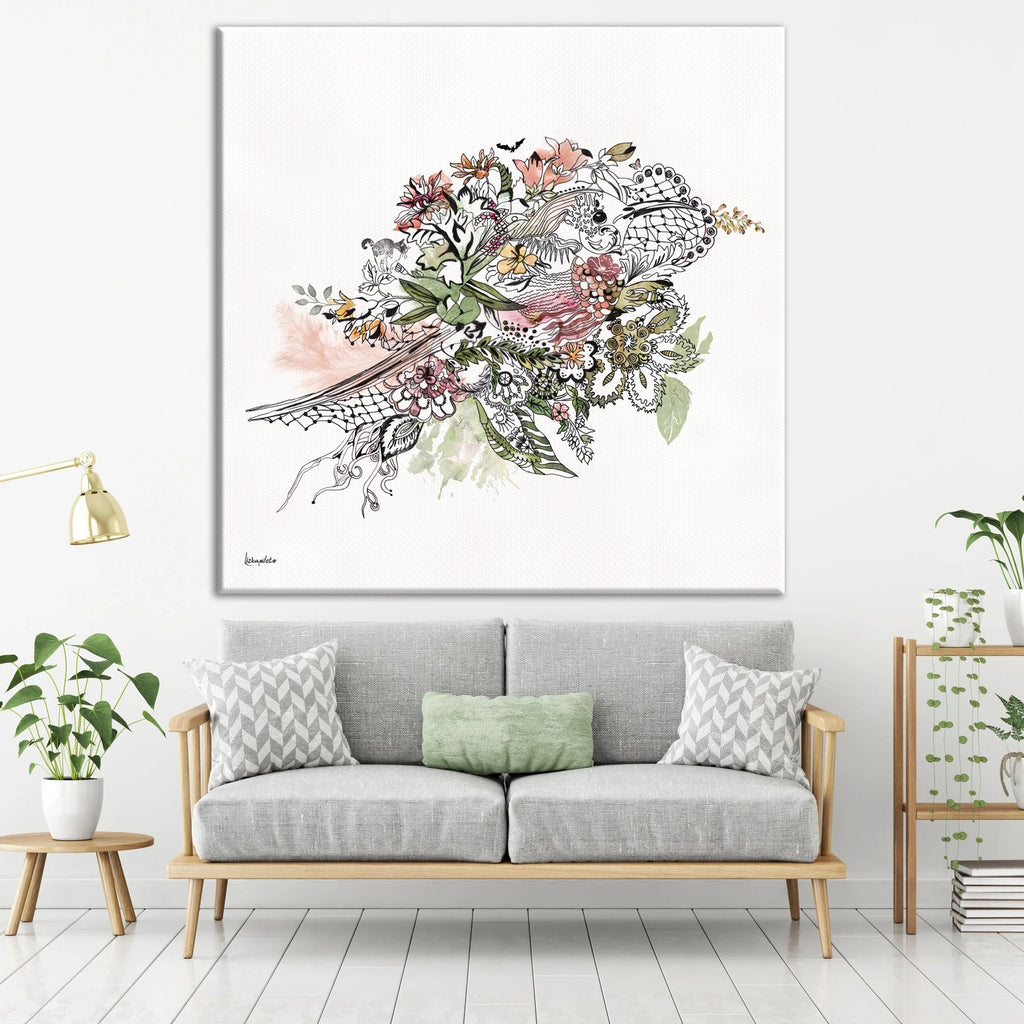 Floral Bird - Large Canvas - Liz Kapiloto Art & Design